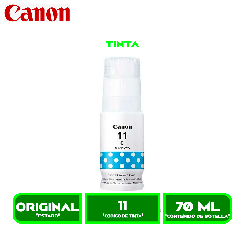 TINTA CANON GI-11<C> CYAN (G2160/G3160/G4170)