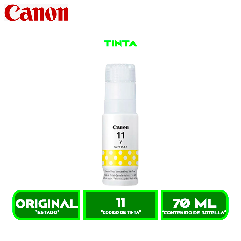 TINTA CANON GI-11<Y> YELLOW (G2160/G3160/G4170)