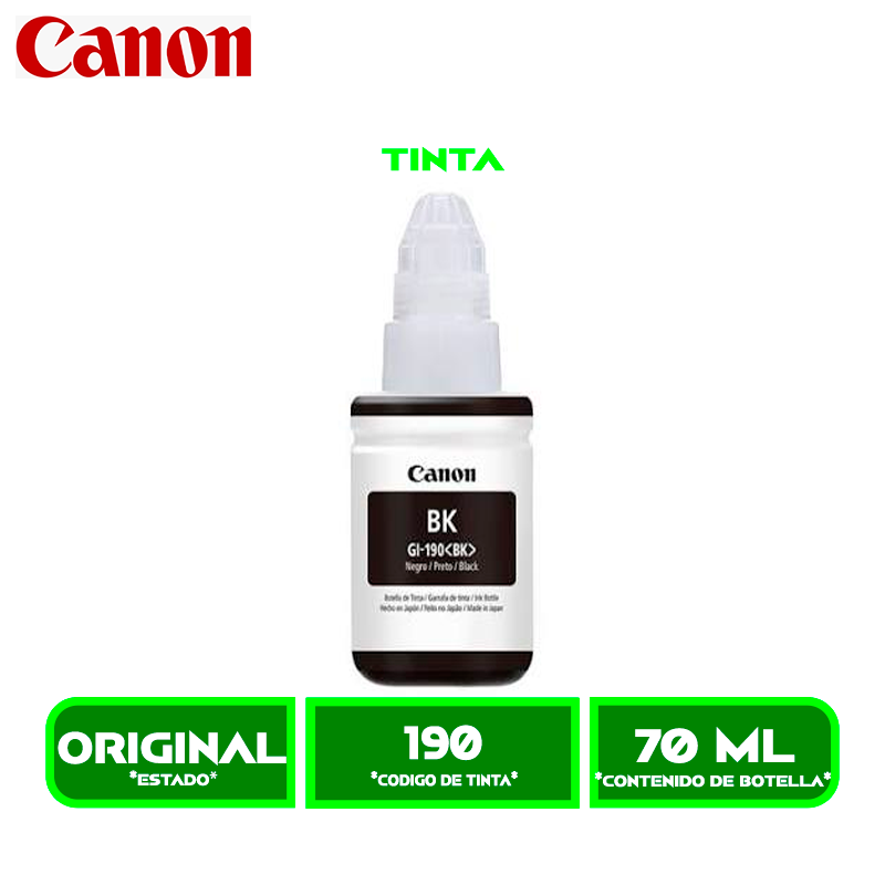 TINTA CANON GI-190<N> NEGRO (G2100/G3100/G3110/G4110)
