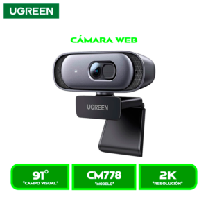 CAMARA UGREEN 2K 30fps CON MICROFONO DUAL Y ENFOQUE AUTOMATICO (CM778) 35626 BLACK