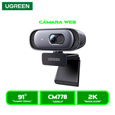 CAMARA UGREEN 2K 30fps CON MICROFONO DUAL Y ENFOQUE AUTOMATICO (CM778) 35626 BLACK