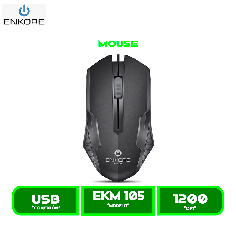 EKM 105 MOUSE ENKORE PIVOT EKM 105 USB 1200 DPI BLACK