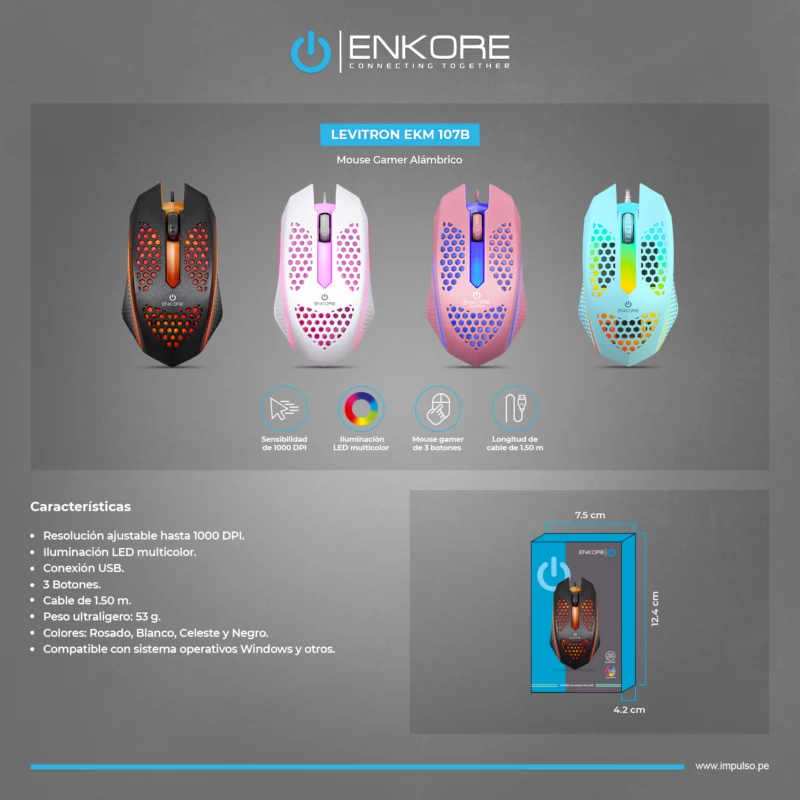 MOUSE ENKORE EKM107 LEVITRON BLACK USB