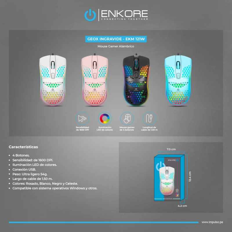 MOUSE ENKORE EKM121 GEOX BLACK USB