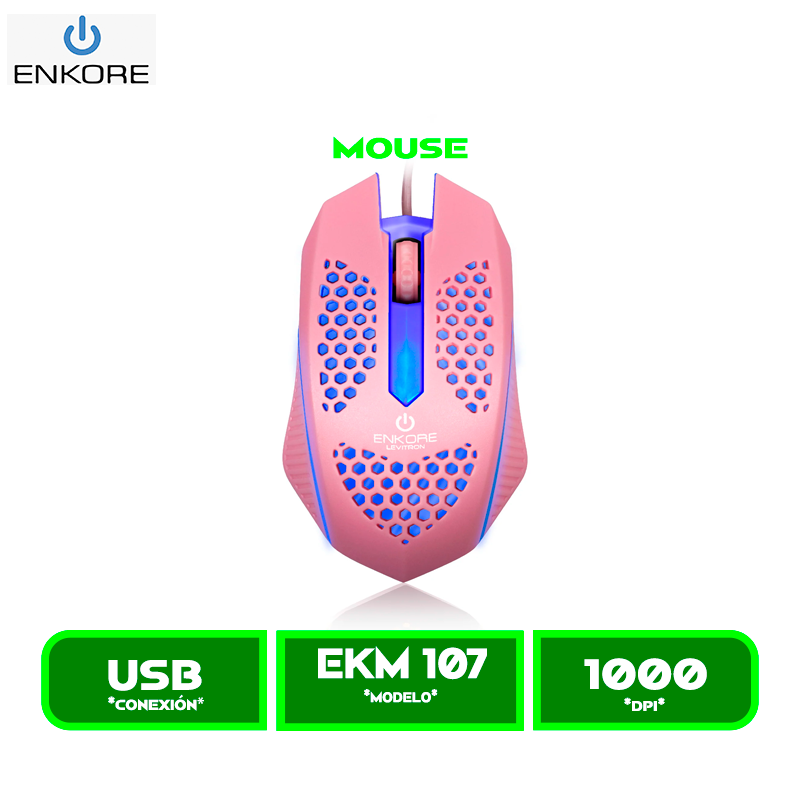 MOUSE ENKORE LEVITRON EKM107 PINK USB