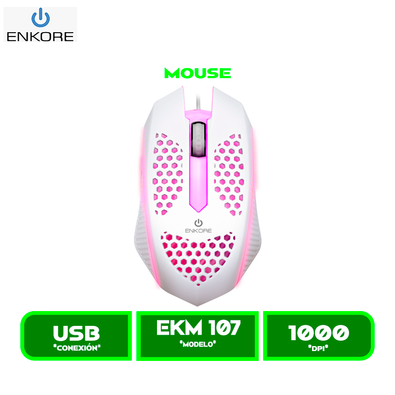MOUSE ENKORE LEVITRON EKM107 WHITE USB