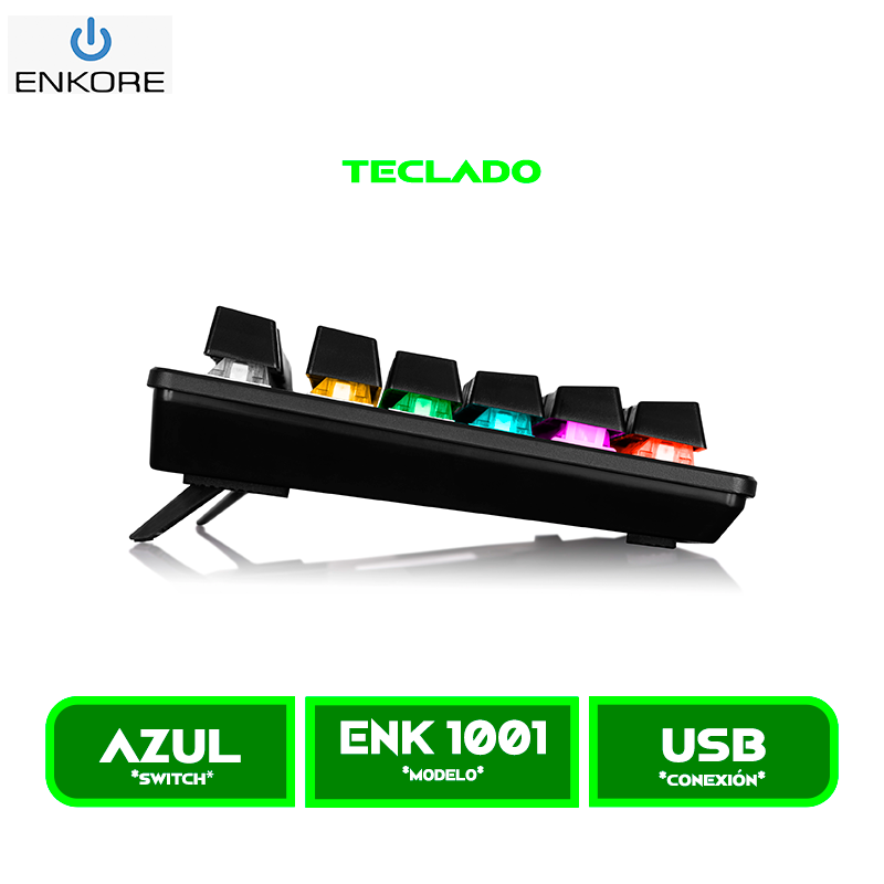ENK 1001 1 TECLADO MECANICO ENKORE KINGDOM ENK 1001 RAINBOW SWITCH BLUE BLACK