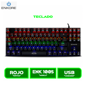 ENK 1005 TECLADO ENKORE FALCON 87 KEYS MECANICO ENK 1005 RAINBOW NEGRO