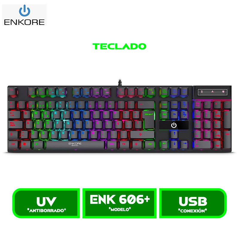 ENK 606+ TECLADO ENKORE BRAVIO+ GAMER ENK 606+ RAINBOW USB
