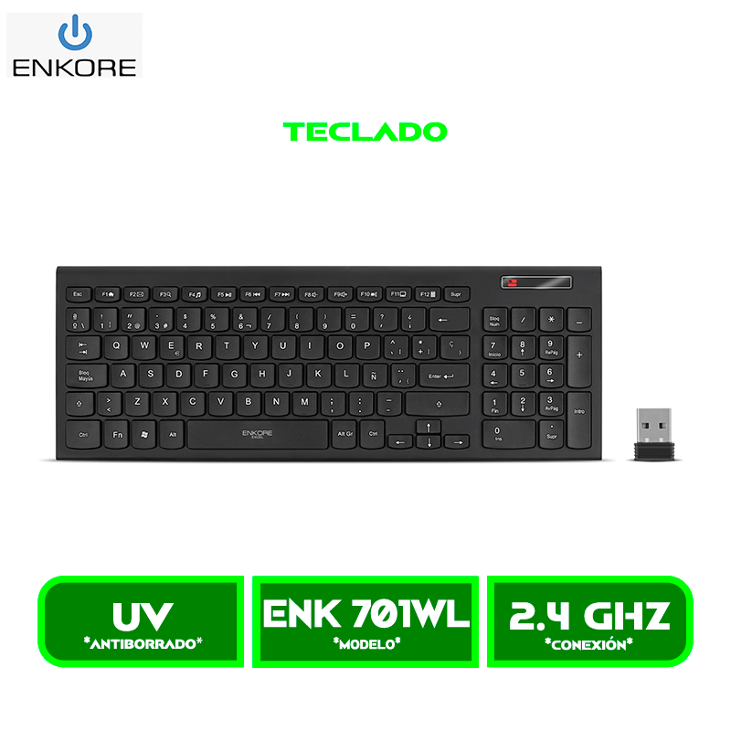 TECLADO MULTIMEDIA ENKORE EXCEL ENK 701WL WIFI