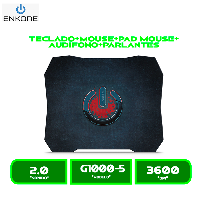 COMBO ENKORE BRAVIO ENT G1000-5 RAINBOW TECLADO MOUSE AURICULAR PARLANTE PAD MOUSE GAMER RGB