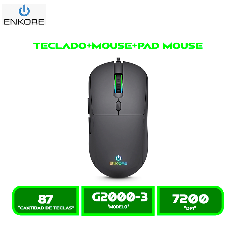 COMBO ENKORE FALCON BLACK ENT G2000-3 TECLADO+MOUSE+PAD MOUSE