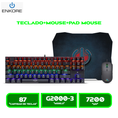 ENT G2000-3 COMBO ENKORE FALCON BLACK ENT G2000-3 TECLADO+MOUSE+PAD MOUSE