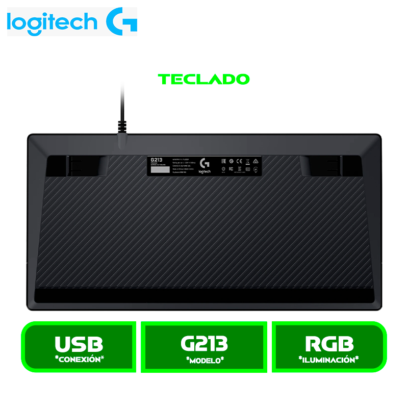 G213 1 TECLADO GAMER LOGITECH G213 PRODIGY, SEMI MECANICO, LED RGB (920-008084)