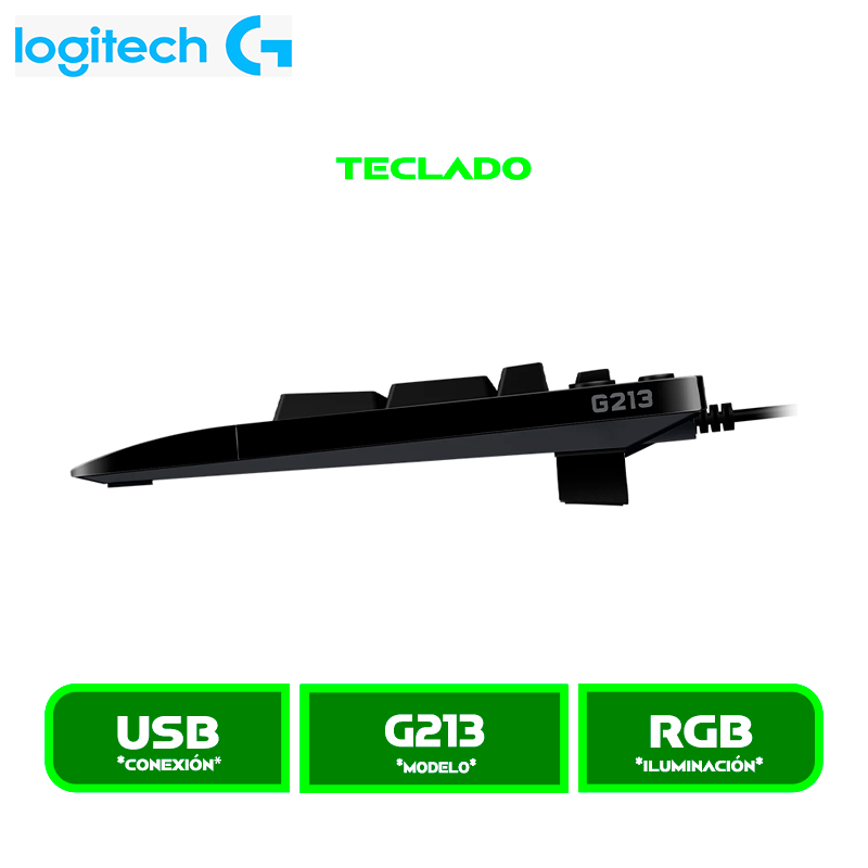G213 3 TECLADO GAMER LOGITECH G213 PRODIGY, SEMI MECANICO, LED RGB (920-008084)
