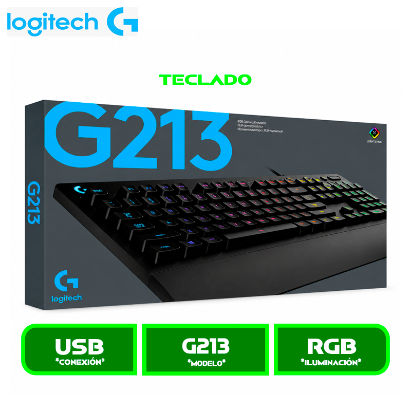 G213 TECLADO GAMER LOGITECH G213 PRODIGY, SEMI MECANICO, LED RGB (920-008084)
