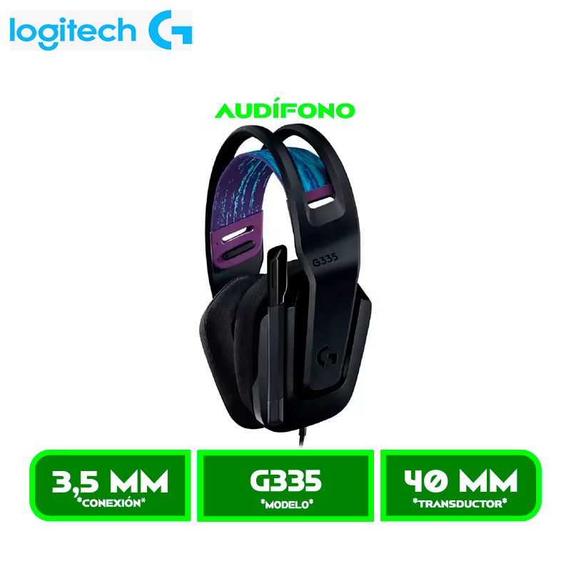 AUDIFONO C/MICROFONO LOGITECH G335 BLACK (981-000977)