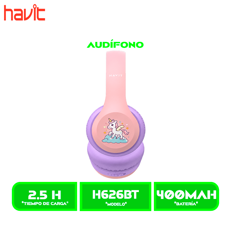 AURICULARES HAVIT BLUETOOTH (HVBT-H626BT-PK) KIDS ROSADO