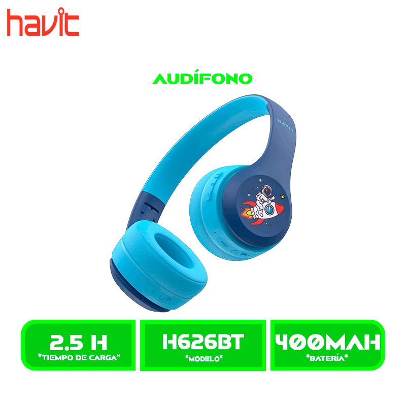 H626BTB 2 AURICULARES HAVIT BLUETOOTH H626BT KIDS BLUE (HVBT-H626BT-BU)