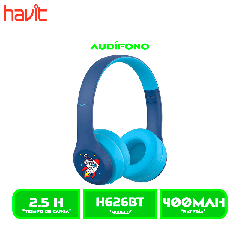 H626BTB 4 AURICULARES HAVIT BLUETOOTH H626BT KIDS BLUE (HVBT-H626BT-BU)