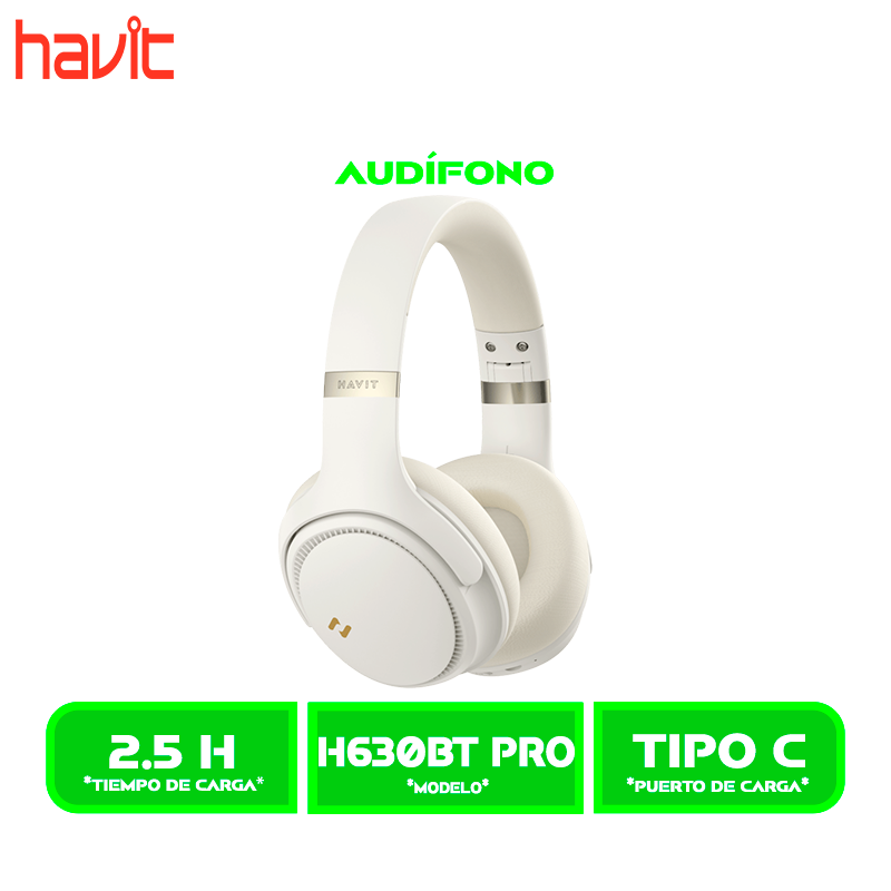 AURICULARES HAVIT BLUETOOTH (HVBT-H630BT PRO-BR) ANC BEIGE