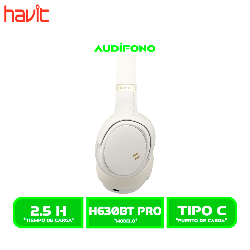 AURICULARES HAVIT BLUETOOTH (HVBT-H630BT PRO-BR) ANC BEIGE