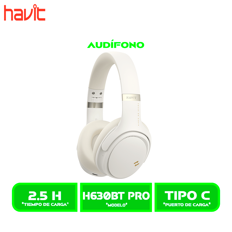 AURICULARES HAVIT BLUETOOTH (HVBT-H630BT PRO-BR) ANC BEIGE