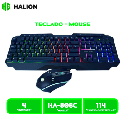 HA-808C COMBO HALION SPARTAN GAMING ( HA-808C ) TECLADO MEMBRANA + MOUSE LED