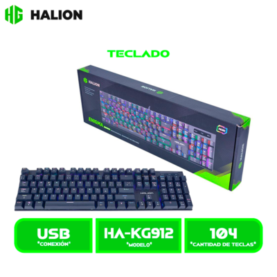 TECLADO HALION, ENIGMA (HA-KG912) , MECANICO, GAMER, RGB, ANTI-GHOSTING