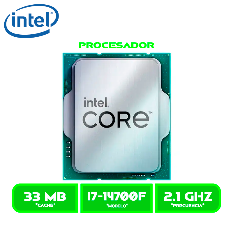 PROCESADOR INTEL CORE I7 14700F LGA 1700 2.1 GHZ/5.4GHZ 33MB CACHE, 20 NUCLEOS