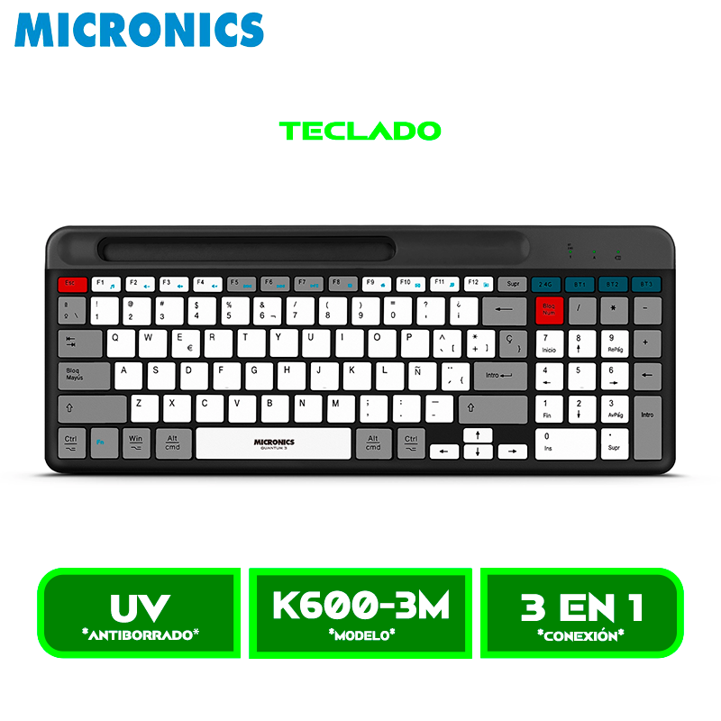 K600-3M TECLADO MICRONICS QUANTUM 3 MIC K600-3M WIFI, BT, RECARGABLE