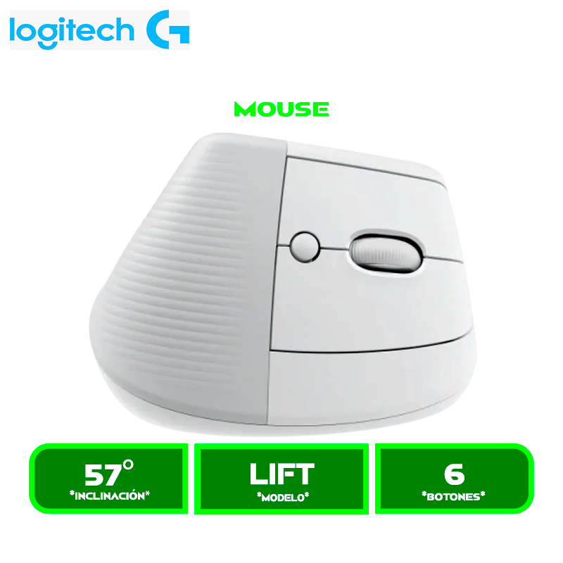 MOUSE LOGITECH LIFT VERTICAL ERGONOMICO WIRELESS, BT, WHITE (910-006469)
