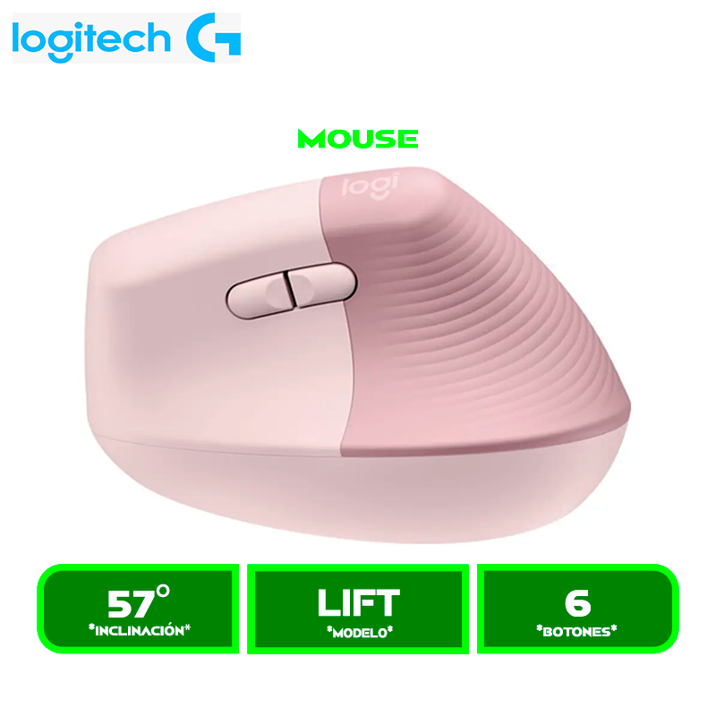 MOUSE LOGITECH LIFT VERTICAL ERGONOMICO WIRELESS BT/ ROSE (910-006472)