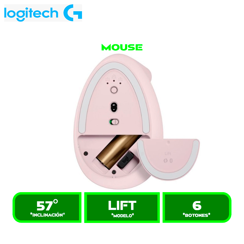 MOUSE LOGITECH LIFT VERTICAL ERGONOMICO WIRELESS BT/ ROSE (910-006472)