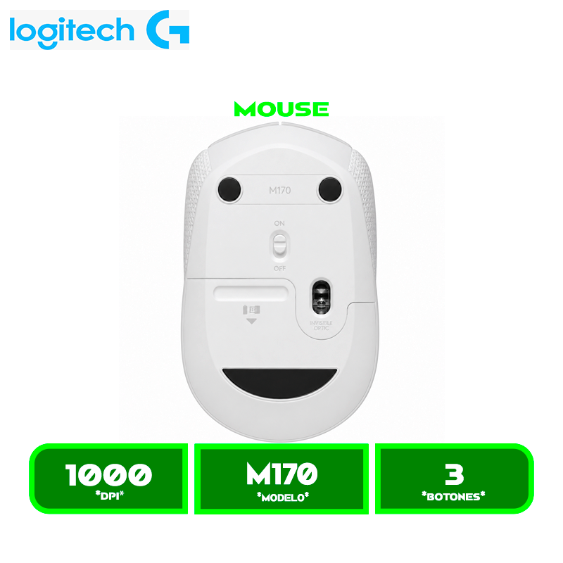 MOUSE INALAMBRICO LOGITECH WHITE M170 (910-006864)
