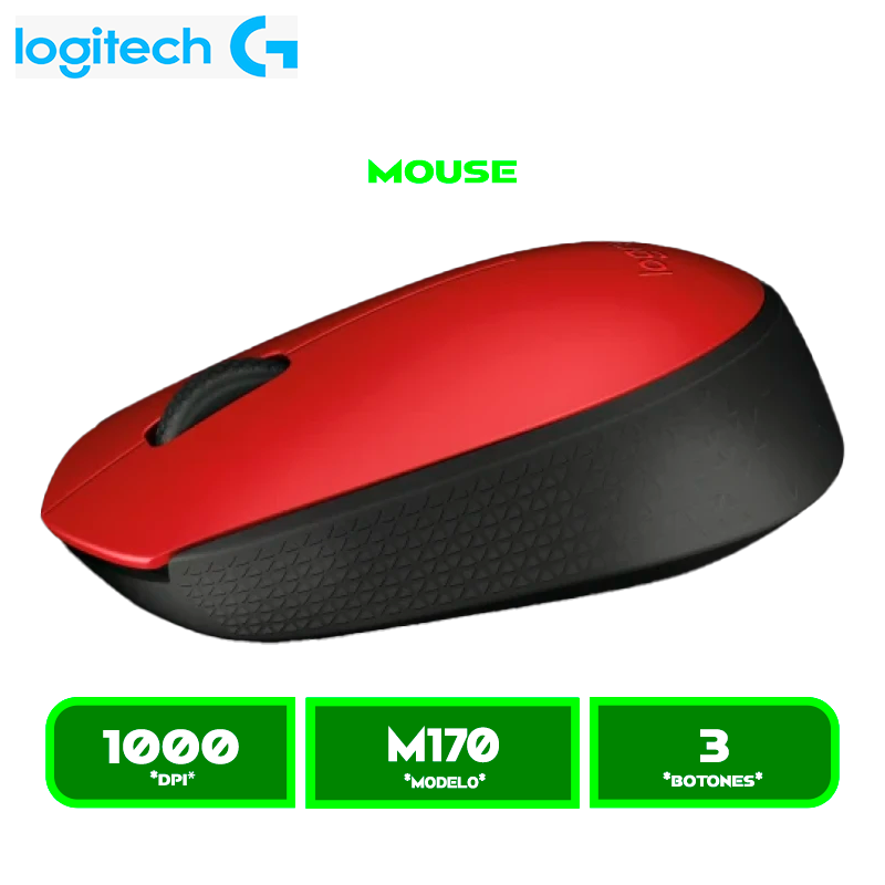 MOUSE INALAMBRICO LOGITECH M170 RED (910-004941)