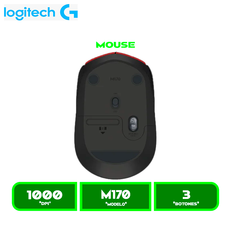 MOUSE INALAMBRICO LOGITECH M170 RED (910-004941)