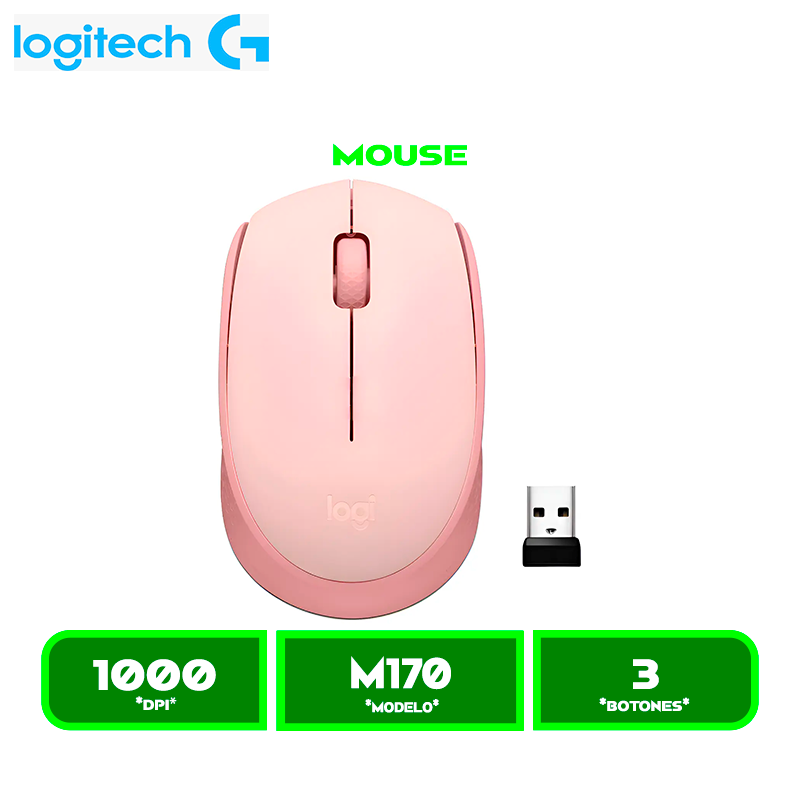 MOUSE INALAMBRICO LOGITECH M170 ROSE (910-006862)