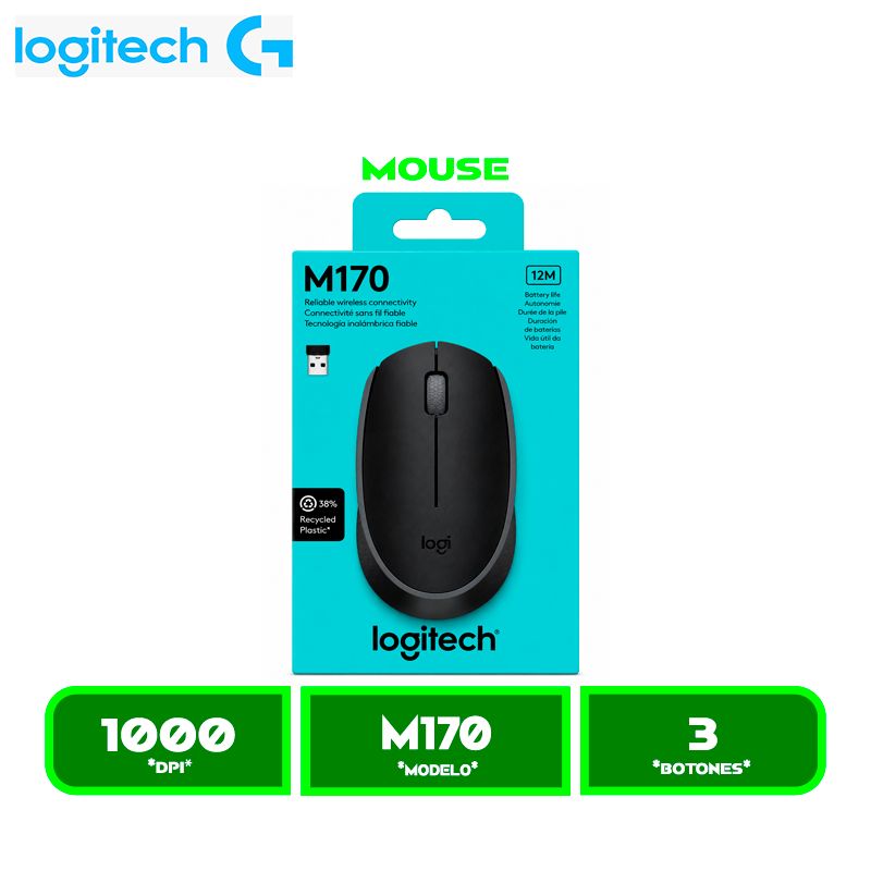 MOUSE INALAMBRICO LOGITECH BLACK M170 (910-004940)