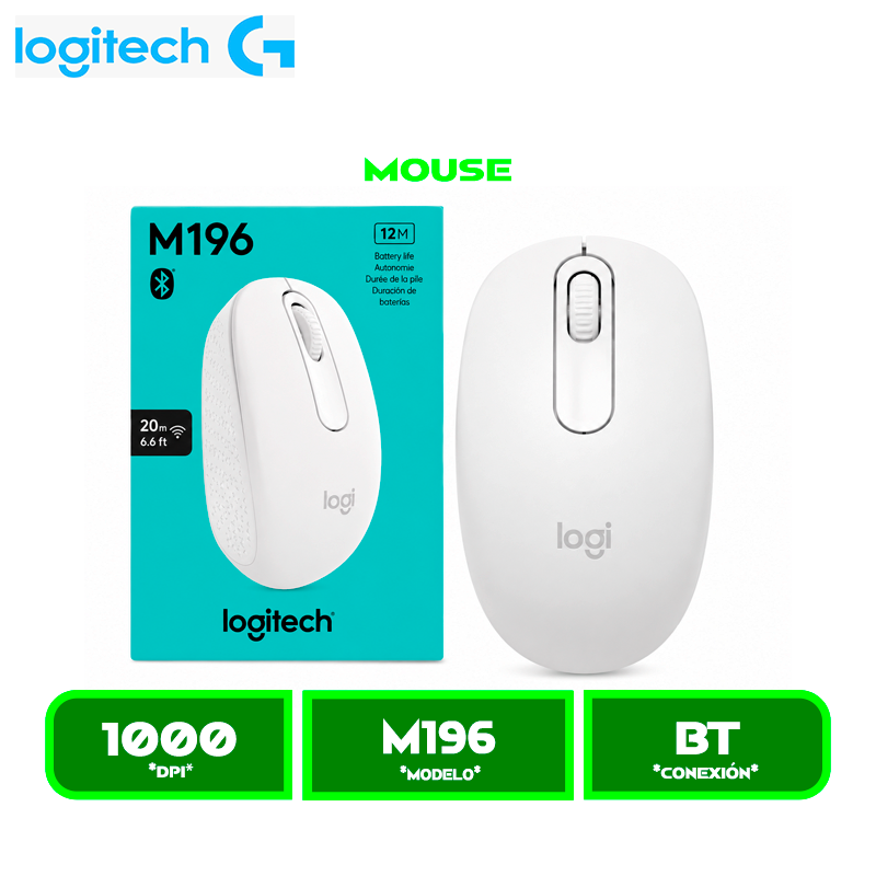 MOUSE LOGITECH M196 BLUETOOTH WHITE (910-007457)