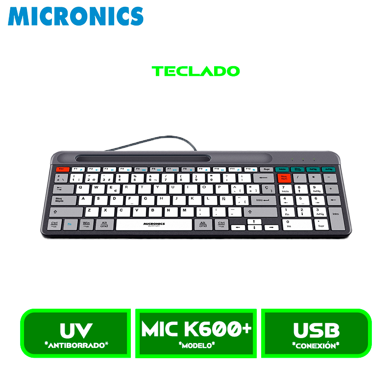 TECLADO MICRONICS QUANTUM+ MIC K600+ USB CABLEADO