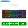 TECLADO MICRONICS AVANTY GAMER RGB MIC K710R BLACK