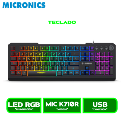 MIC K710R TECLADO MICRONICS AVANTY GAMER RGB MIC K710R BLACK