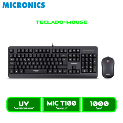 MIC T100 TECLADO+MOUSE MICRONICS NORTON BLACK MIC T100 USB