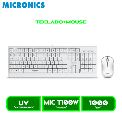 MIC T100W TECLADO+MOUSE MICRONICS NORTON WHITE MIC T100W USB