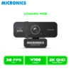 CAMARA WEB MICRONICS QUANTUM MIC W700, 2K QUAD HD + TRIPODE