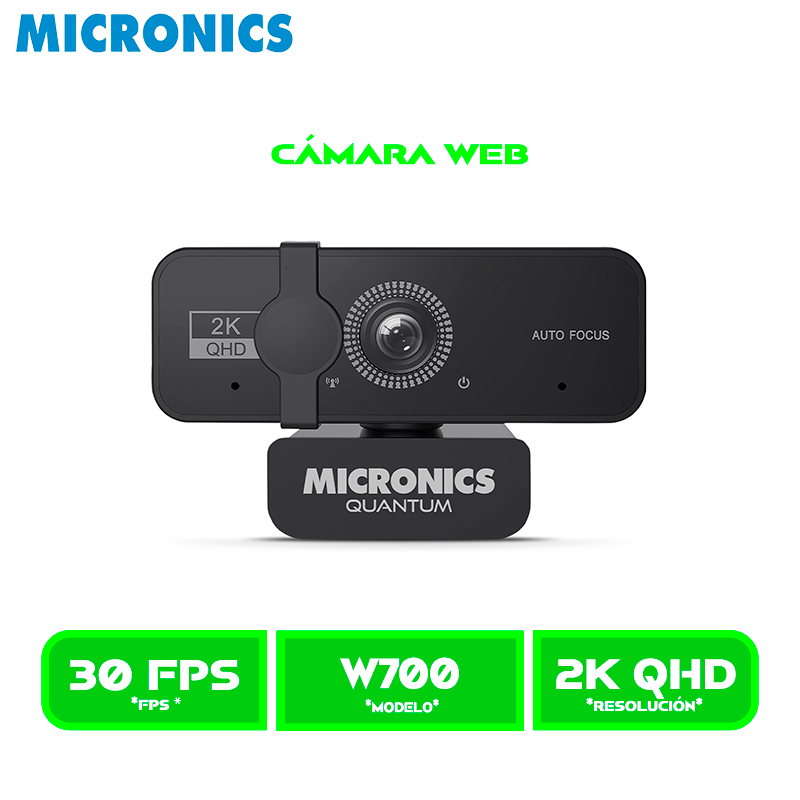 CAMARA WEB MICRONICS QUANTUM MIC W700, 2K QUAD HD + TRIPODE