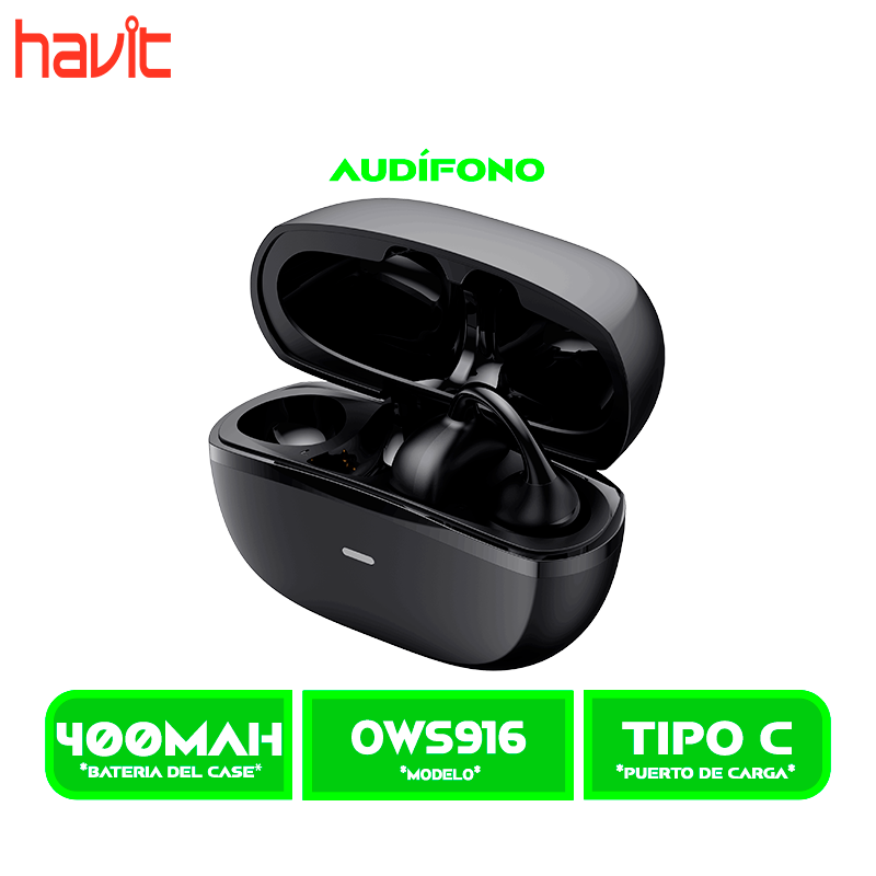 AURICULARES HAVIT BLUETOOTH (HVTWS-OWS916 LITE-BK) OPENBUSDS 03A OPEN EAR BLACK/NEGRO