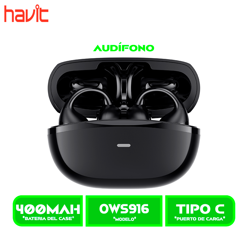 AURICULARES HAVIT BLUETOOTH (HVTWS-OWS916 LITE-BK) OPENBUSDS 03A OPEN EAR BLACK/NEGRO