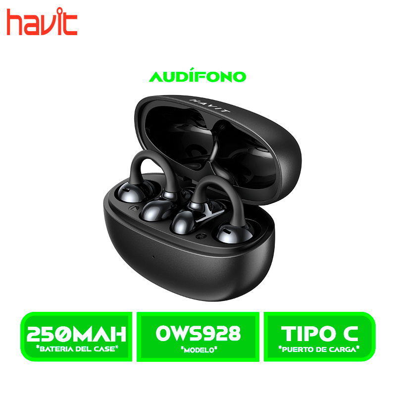 AURICULARES HAVIT BLUETOOTH (HVTWS-OWS928-BK) OPEN EAR CLIP BLACK/NEGRO